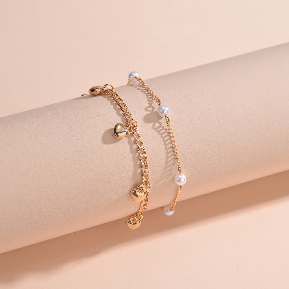 Seaside love fringe pearl double beach metal anklet-canovaniajewelry
