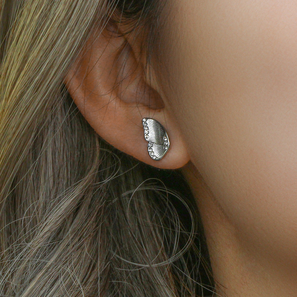 Butterfly studded with white stone earrings-canovaniajewelry