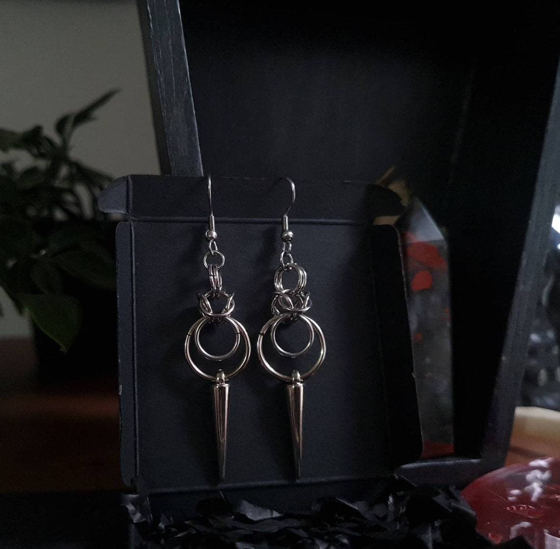 Goth style drop earrings-canovaniajewelry