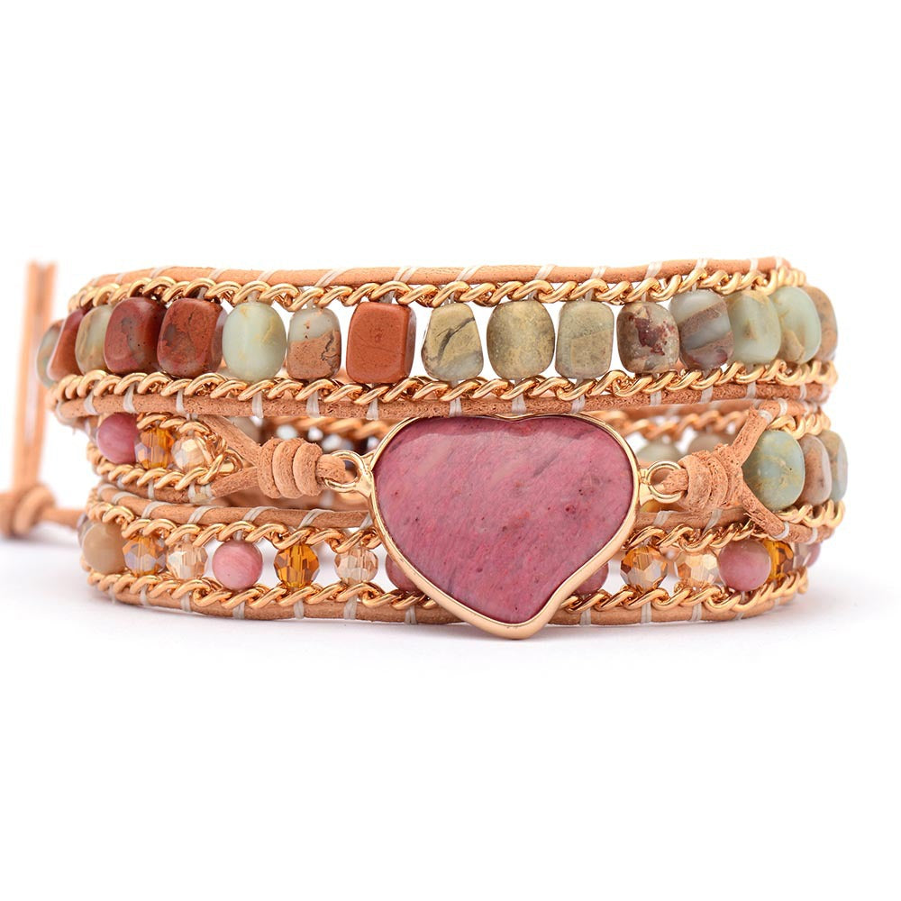 Red pattern heart-shaped wrap bracelet-canovaniajewelry