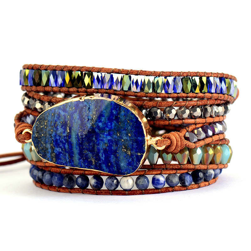 Lapis lazuli cowhide rope woven creative multi-layer bracelet-canovaniajewelry