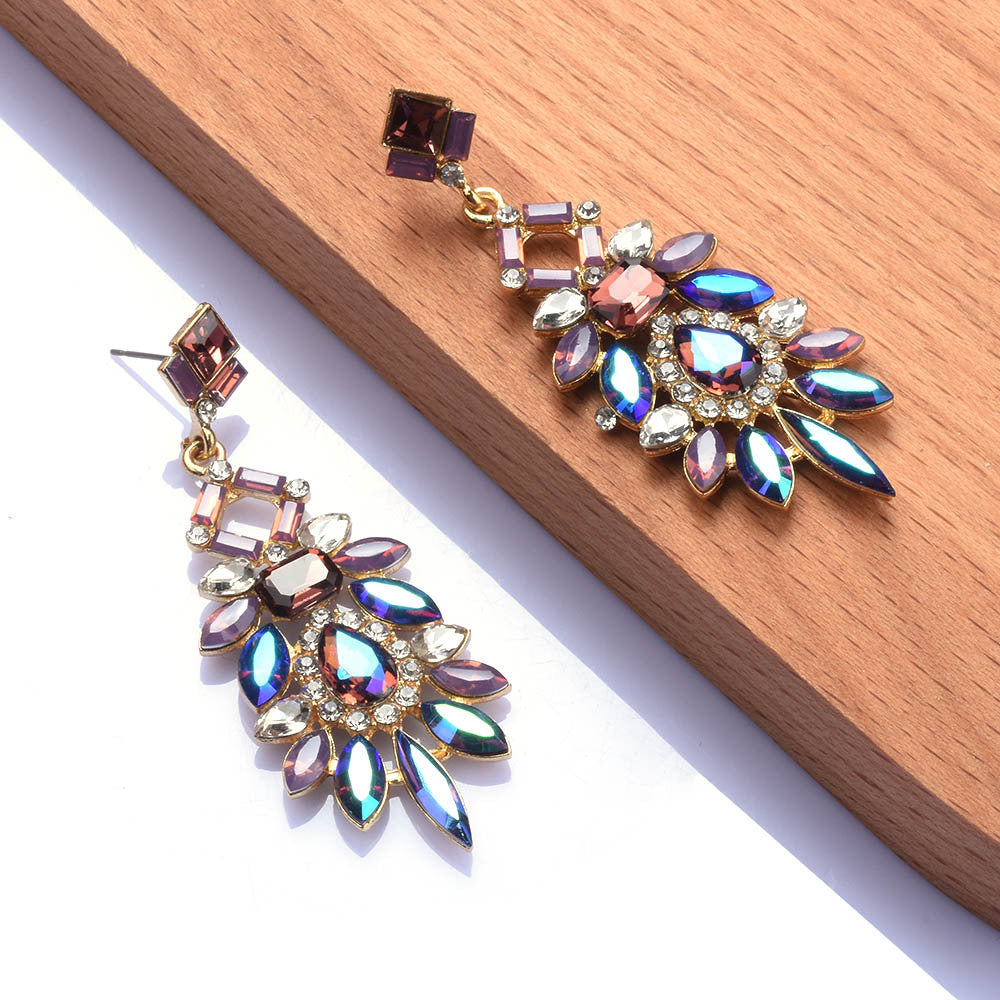 Personality exaggeration dazzling crystal earrings long-canovaniajewelry