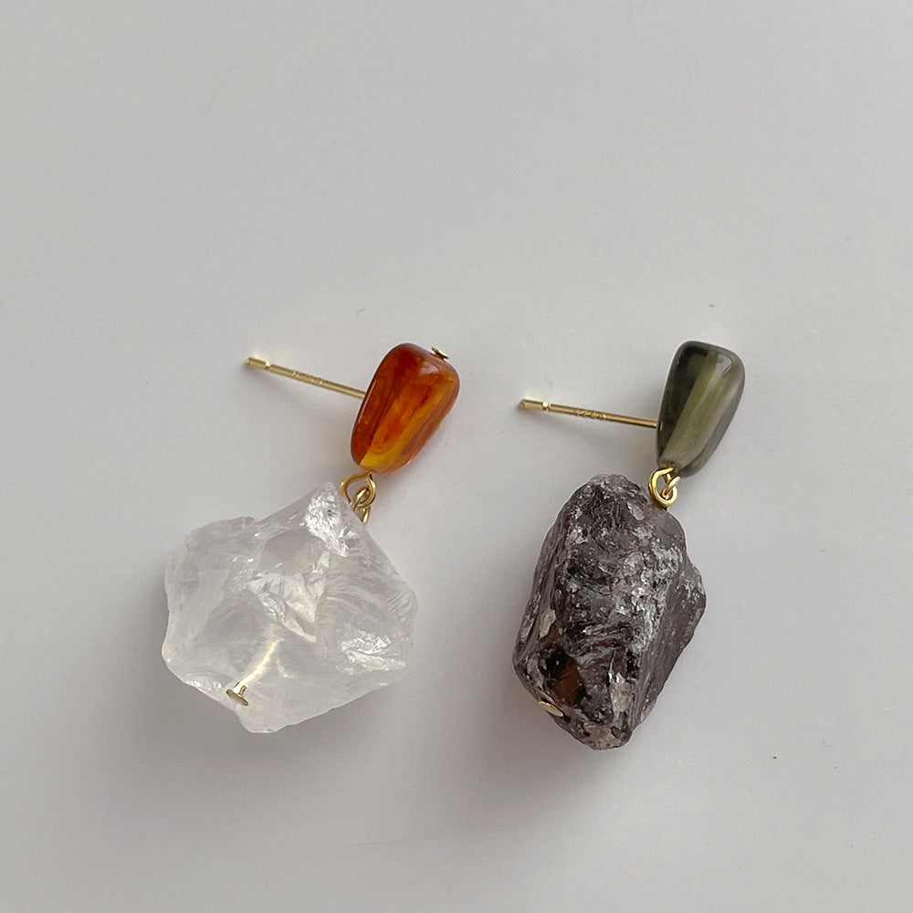 Irregular natural crystal earrings-canovaniajewelry