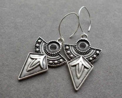 Boho silver geometric earrings-canovaniajewelry