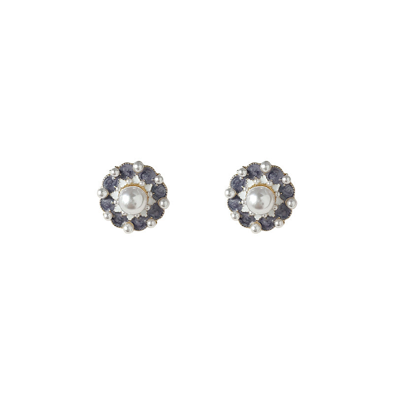 Drop Glazed Purple Round Stud Earrings-canovaniajewelry