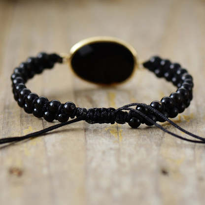 Black Agate Delicate Bracelet - Natural Stone Healing Bracelet-canovaniajewelry