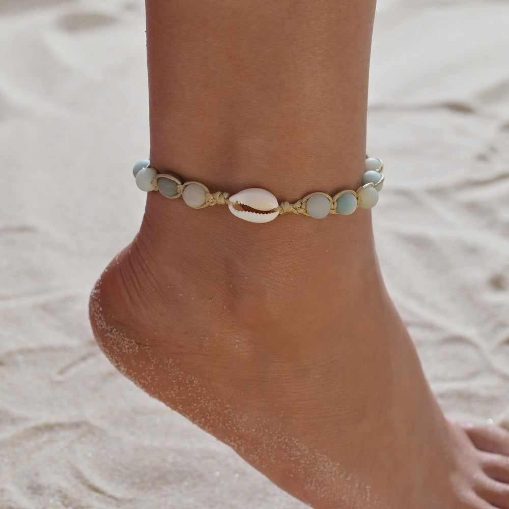 Seaside Beach Beaded Shell Woven Ladies Personality Adjustable Anklet-canovaniajewelry