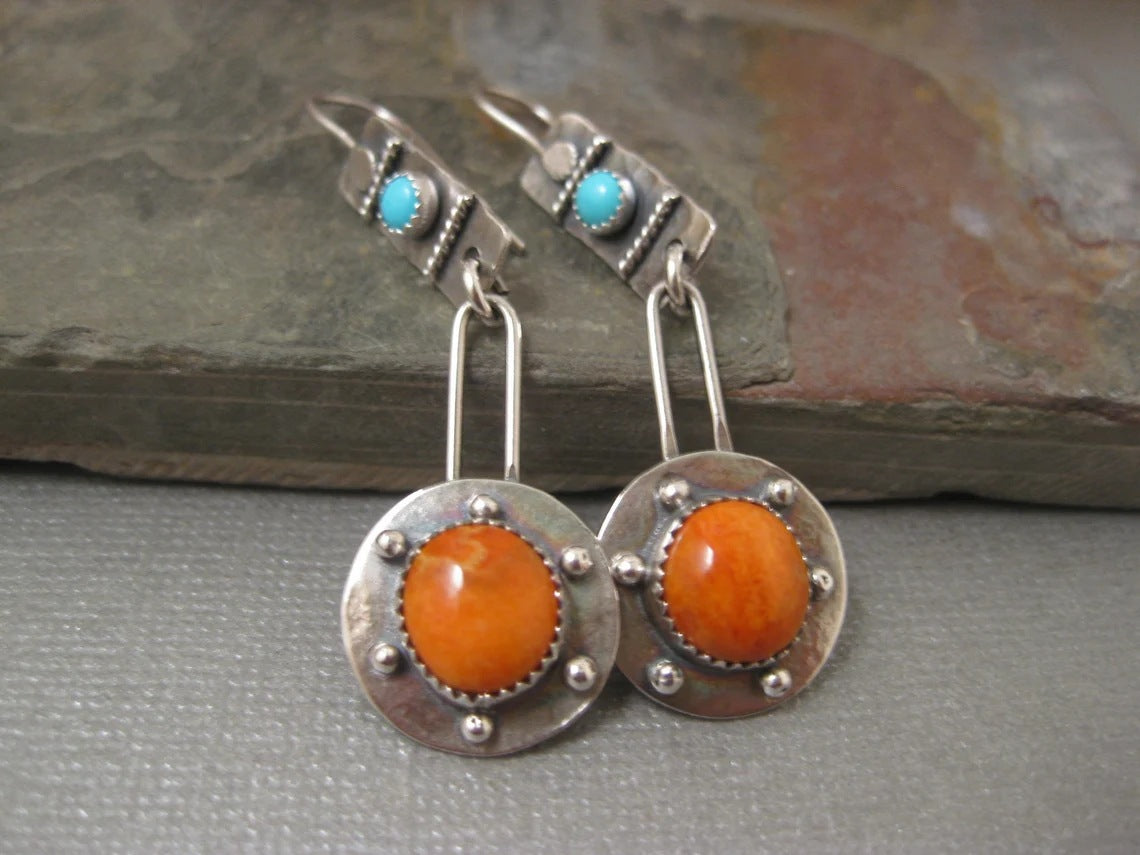 Vintage geometry set turquoise earrings-canovaniajewelry
