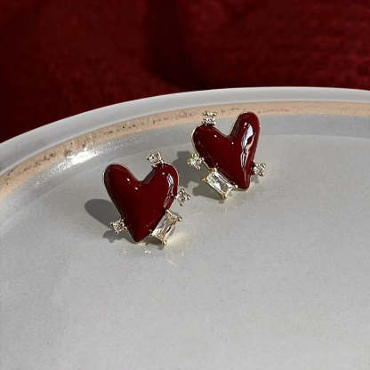 Burgundy love earrings-canovaniajewelry