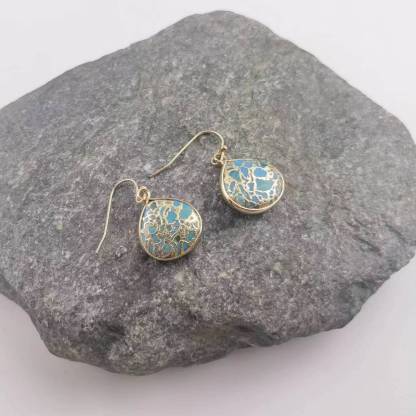 Natural stone gold edge electroplated blue earrings-canovaniajewelry