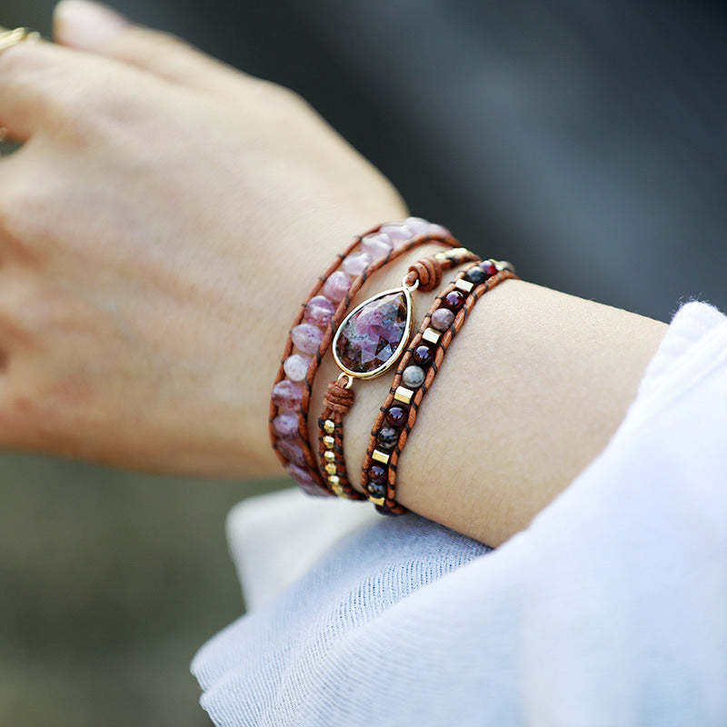 Natural Rhodonite Stone Bracelet-Stress Relief Gift Healing Balancing Calm Bracelet-canovaniajewelry