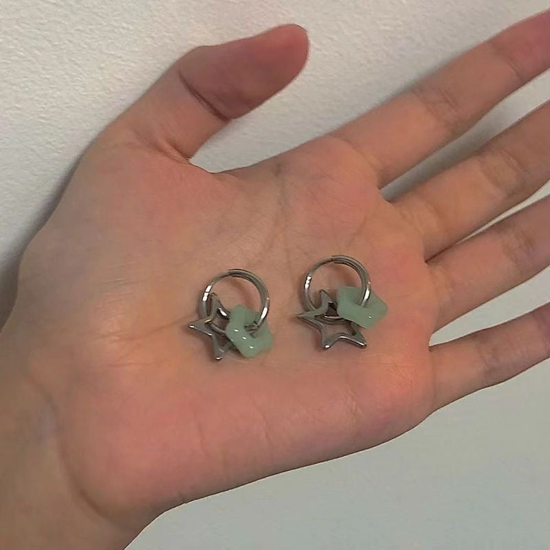 Chalcedony Pentagon Star Earrings-canovaniajewelry