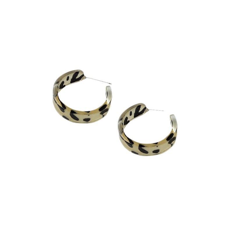 Leopard print C-shaped earrings-canovaniajewelry