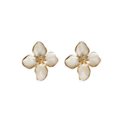 Quicksand gold drop glaze flower earrings-canovaniajewelry