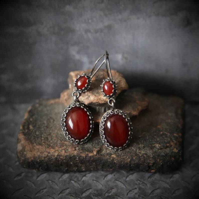 Baroque red agate Stud earrings-canovaniajewelry