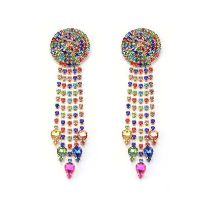 Exaggerated diamond-studded tassel earrings-canovaniajewelry