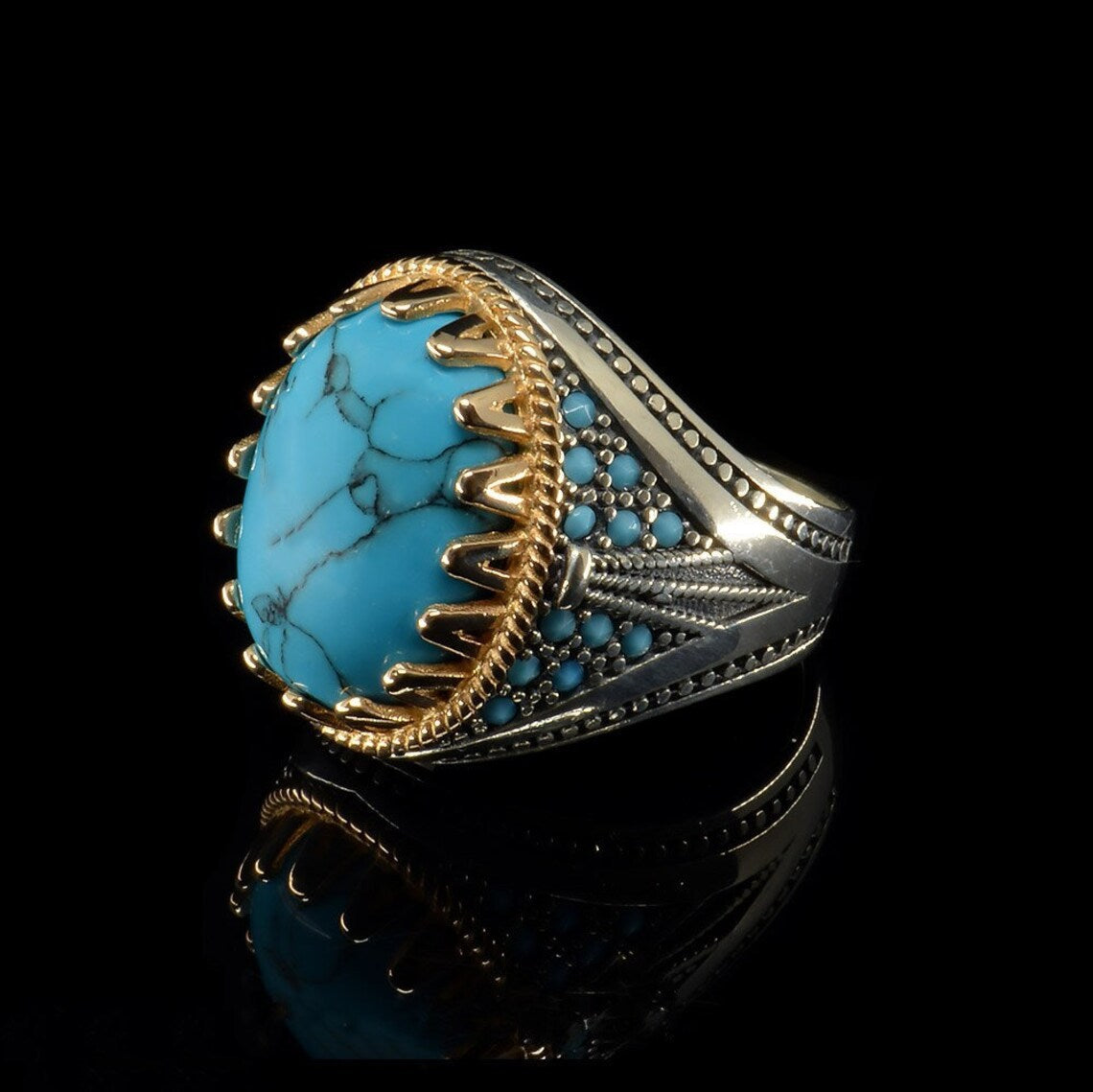 Electroplated Two-toneTurquoise Ring-canovaniajewelry