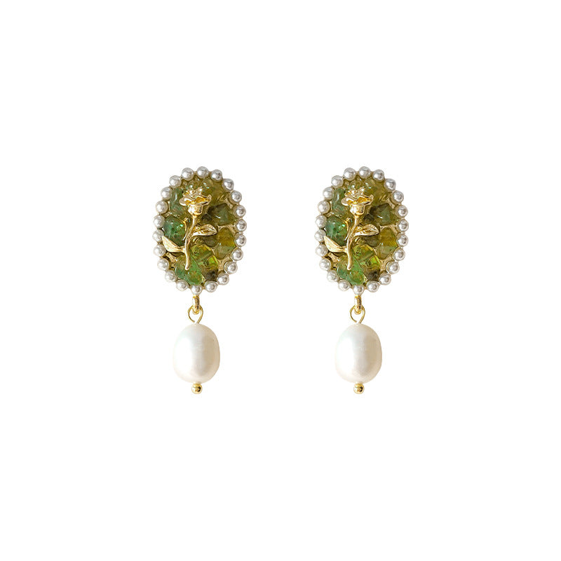 Green Peridot Natural Freshwater Pearl Earrings-canovaniajewelry