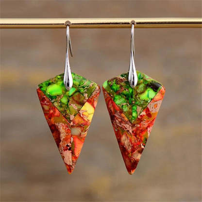 Polygonal two-color spliced natural stone earrings-canovaniajewelry