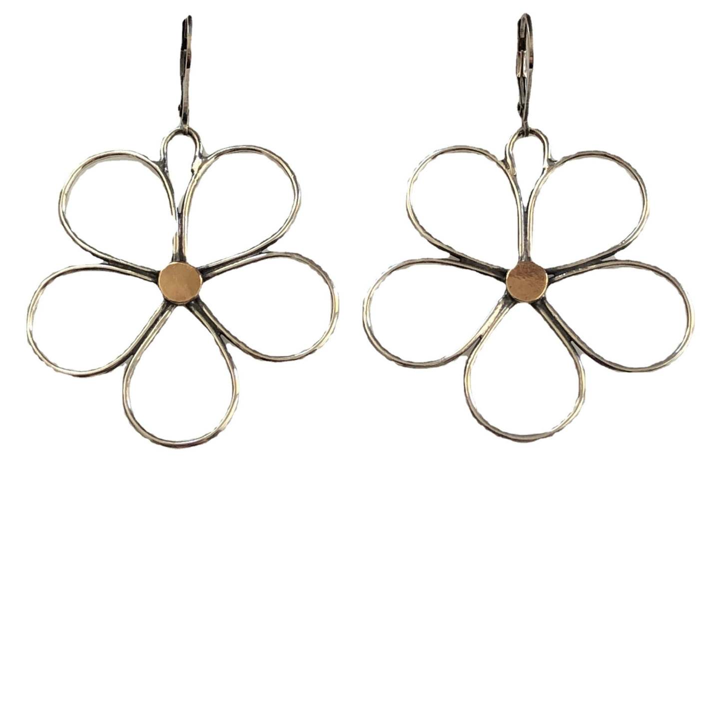 Bohemian large sterling silver flower earrings-canovaniajewelry