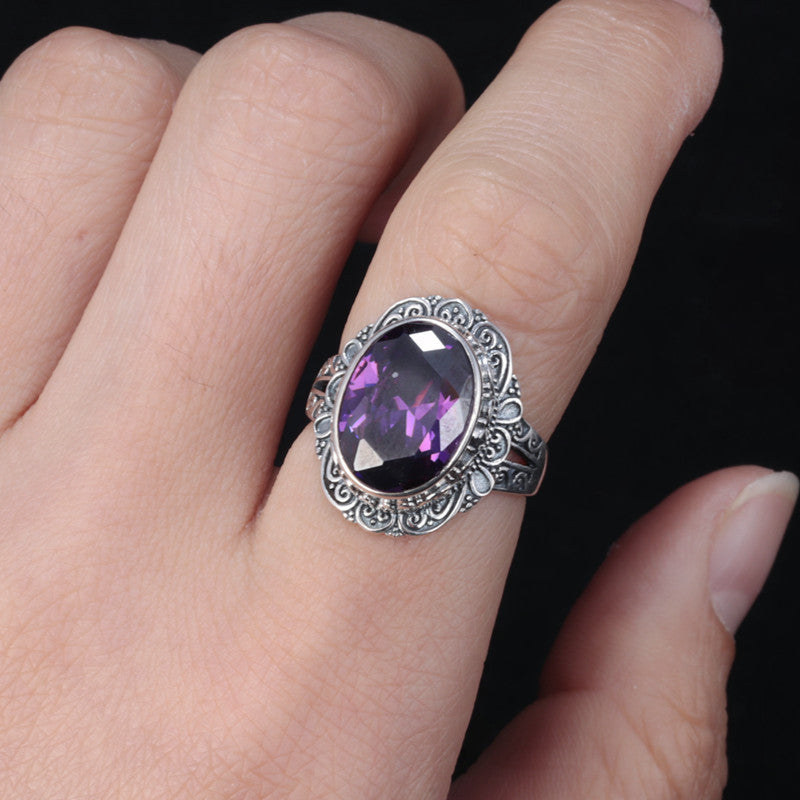 925 Silver Purple Zircon Ring-canovaniajewelry
