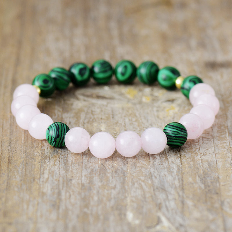 Natural stone rose quartz handmade elastic beaded bracelet-canovaniajewelry