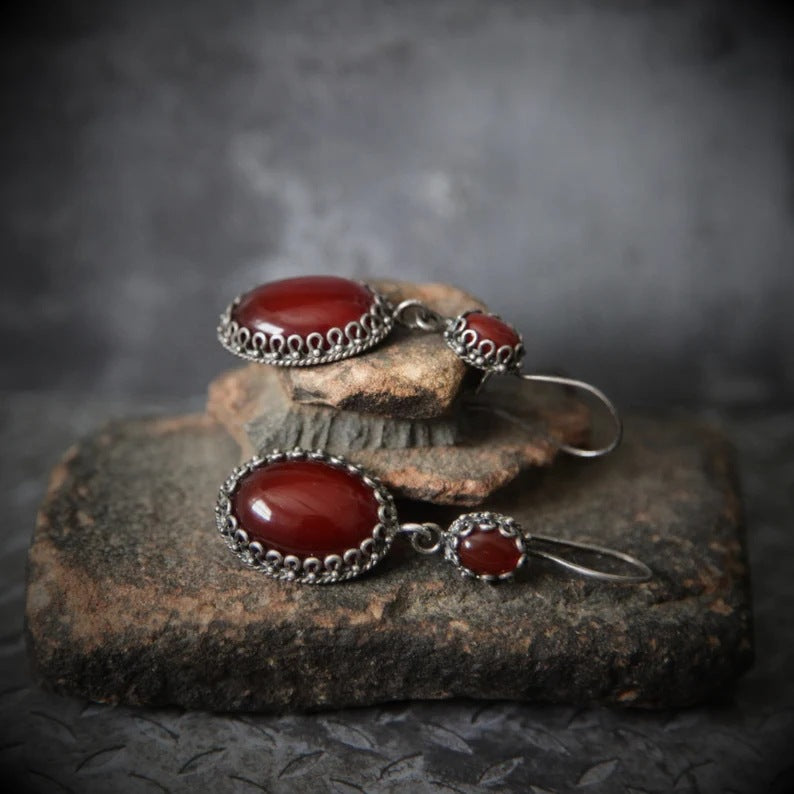 Baroque red agate Stud earrings-canovaniajewelry