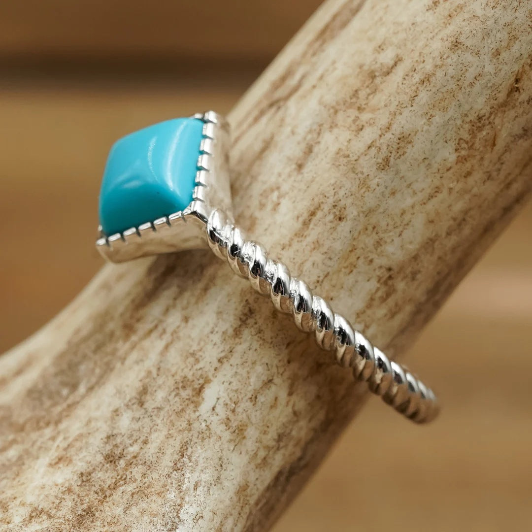 Vintage Blue Square Twist Ring-canovaniajewelry