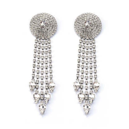 Exaggerated diamond-studded tassel earrings-canovaniajewelry