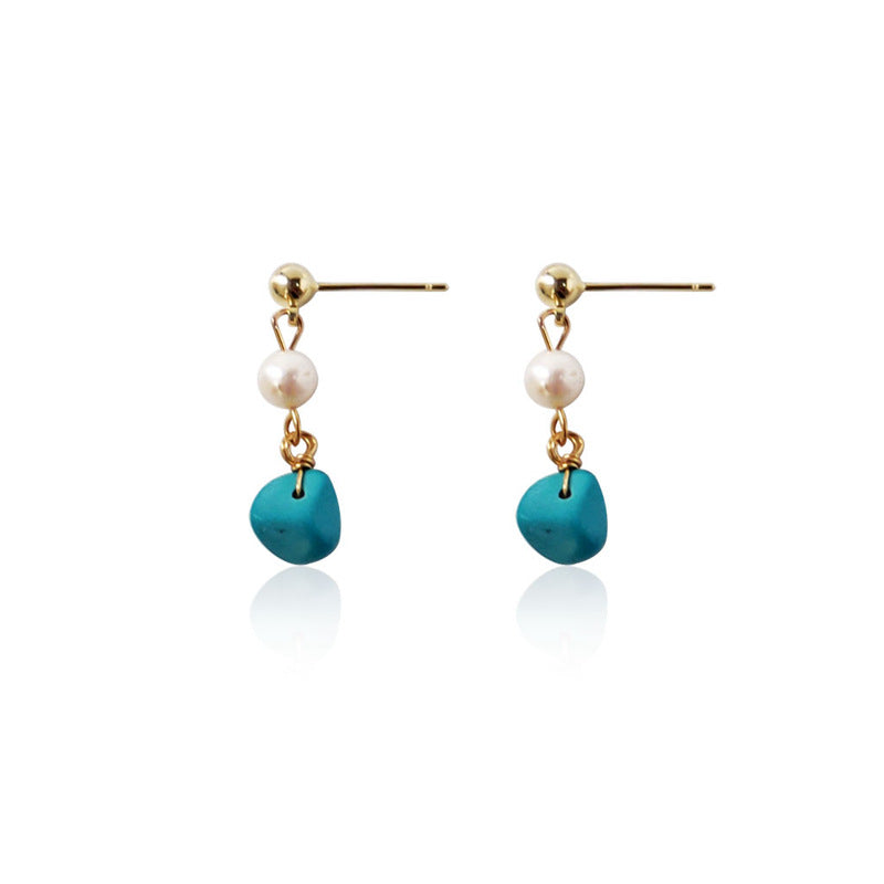 Freshwater Pearl and Turquoise Earrings-canovaniajewelry