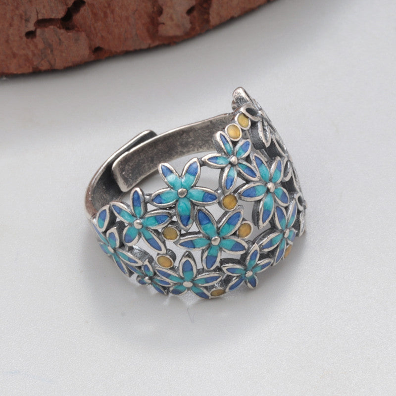 Sterling silver flower hollowed out ring-canovaniajewelry
