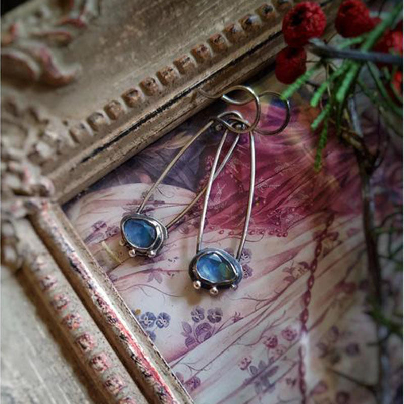 Paper clip set with blue crystal earrings-canovaniajewelry