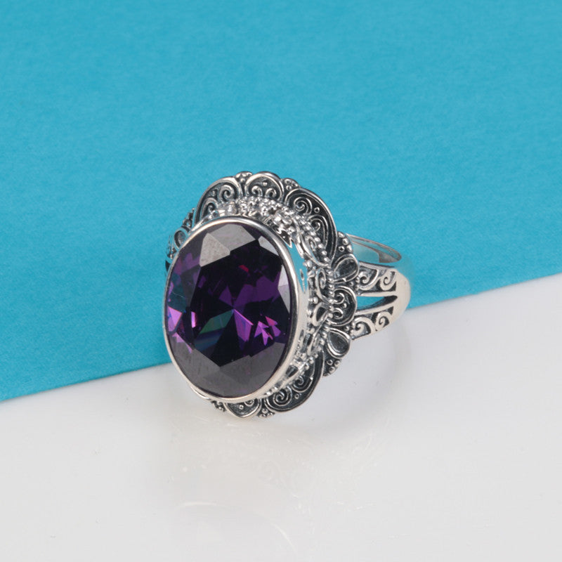 925 Silver Purple Zircon Ring-canovaniajewelry