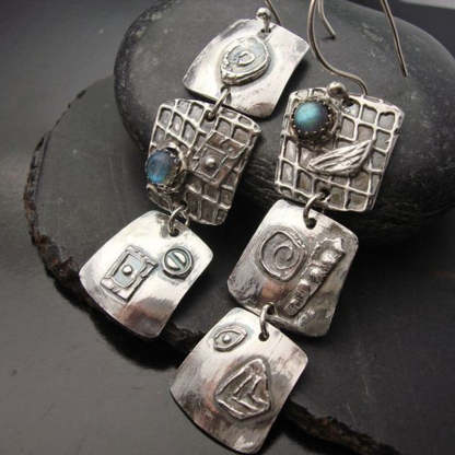 Retro Geometric Square Metal Earrings-canovaniajewelry
