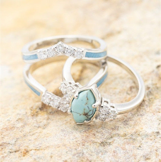 3pc Marquise Turquoise Engagement Ring-canovaniajewelry