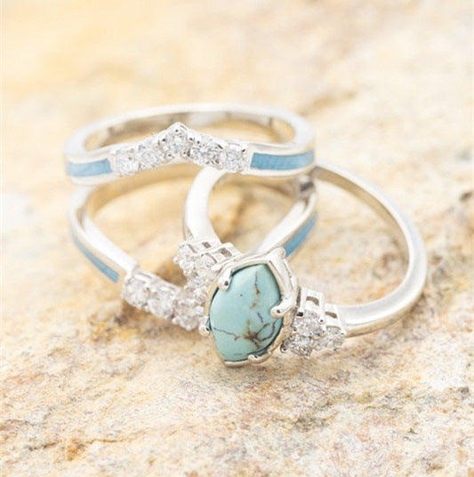V Shape Turquoise Diamond Band Ring-canovaniajewelry