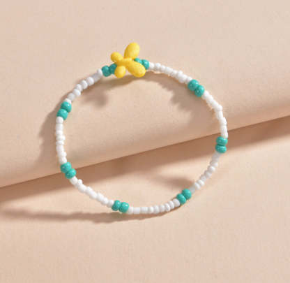 Beach butterfly beaded white green beads women's anklet-canovaniajewelry