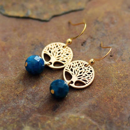 Apatite Tree of Life Charm Earrings-canovaniajewelry