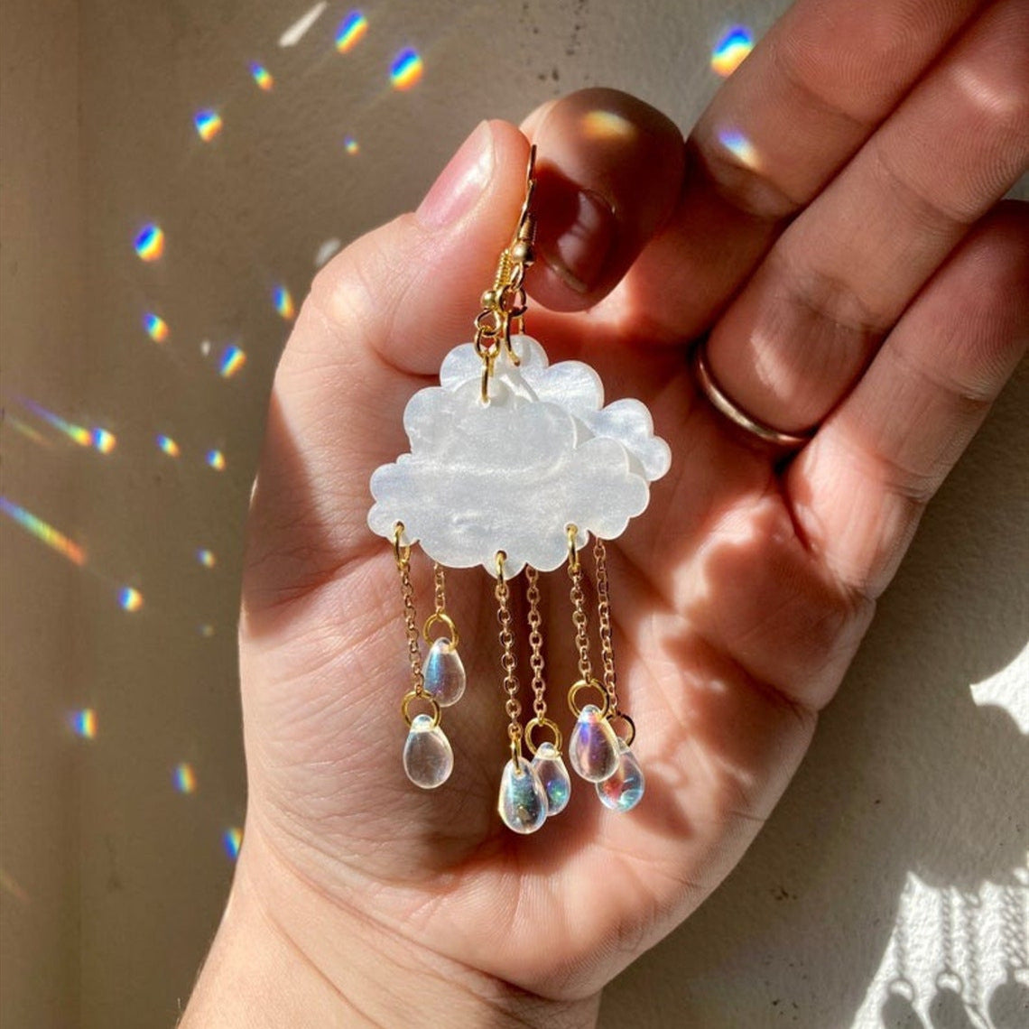 Simple creative rain cloud earrings crystal teardrops-canovaniajewelry