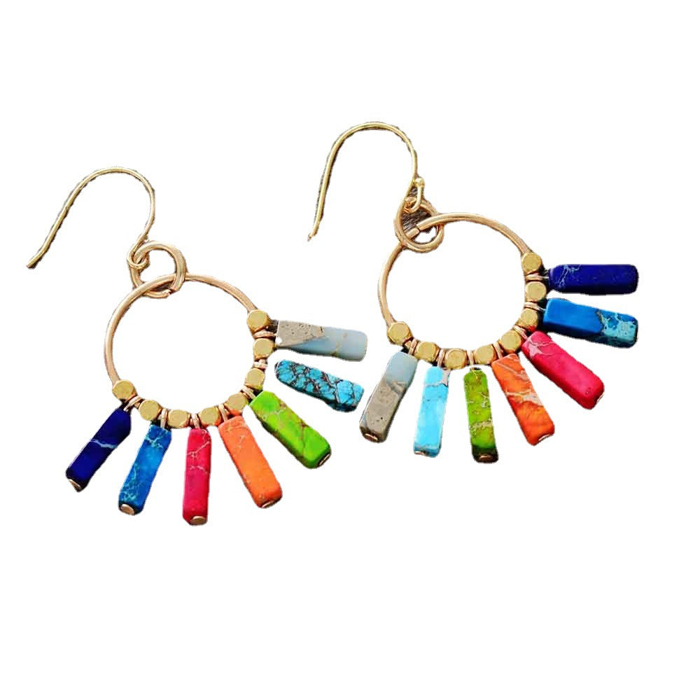 Imperial Stone Cuboid Colorful Pendant Earrings-canovaniajewelry