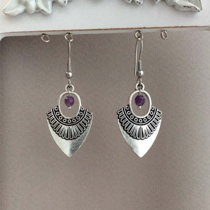 Amethyst Pendant Shield Earrings-canovaniajewelry