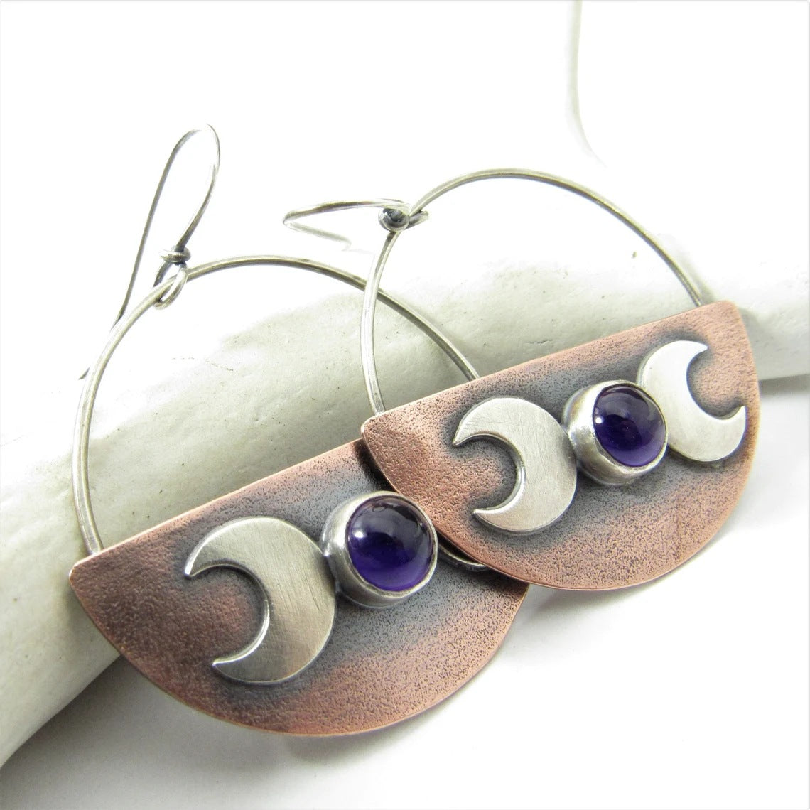 Retro geometric half-circle moon earrings-canovaniajewelry