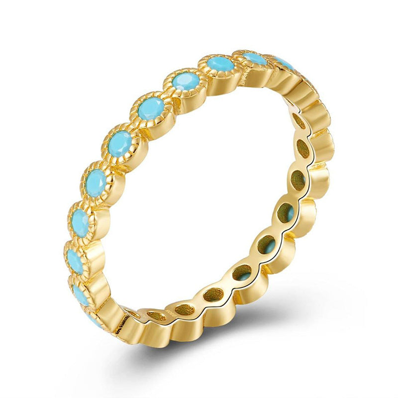 18k Gold Turquoise Women Band-canovaniajewelry