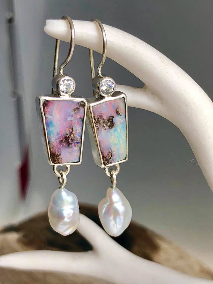 New colorful opal and pearl earrings-canovaniajewelry