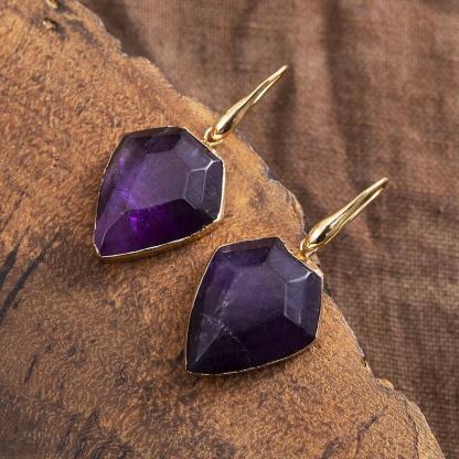 Diamond shaped rough stone earrings-canovaniajewelry