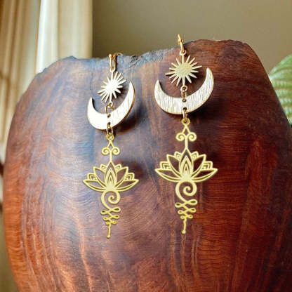 Bohemian Yoga Sun Moon Earrings-canovaniajewelry
