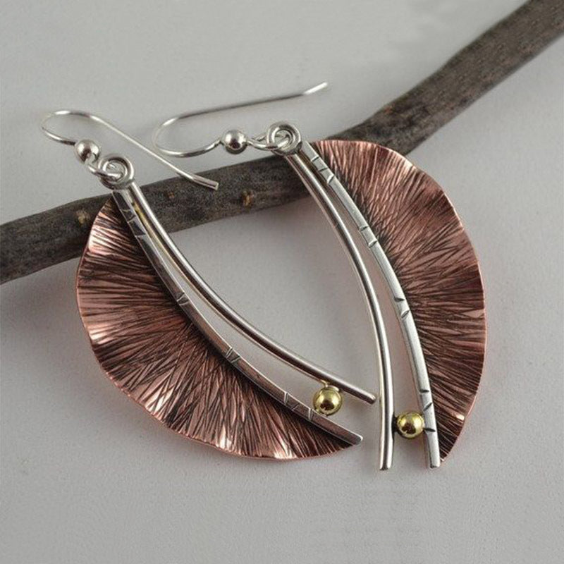 Boho vintage geometric leaf earrings-canovaniajewelry