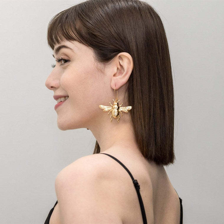 Cute silver, gold Bee earrings-canovaniajewelry