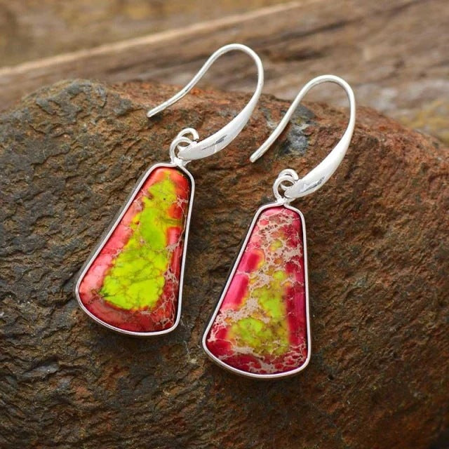 Colorful Imperial Stone Geometric Drop Earrings-canovaniajewelry