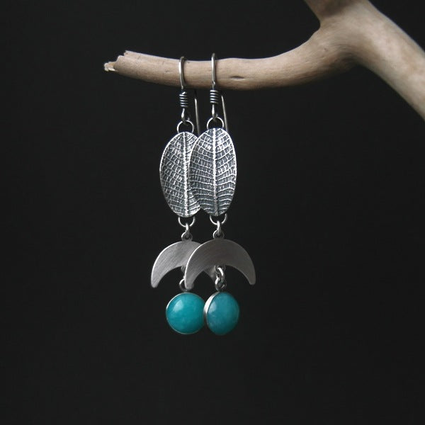 Leaf Moon Turquoise Earrings-canovaniajewelry